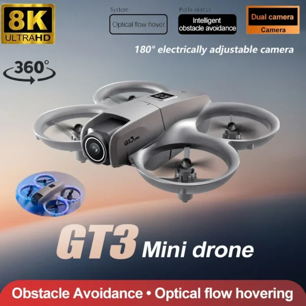 2025 NEW GT3 Mini RC Equipped With LED Lights Drone HD Dual Camera 360-Degree Flip Intelligent Obstacle Avoidance Quadcopter Toy