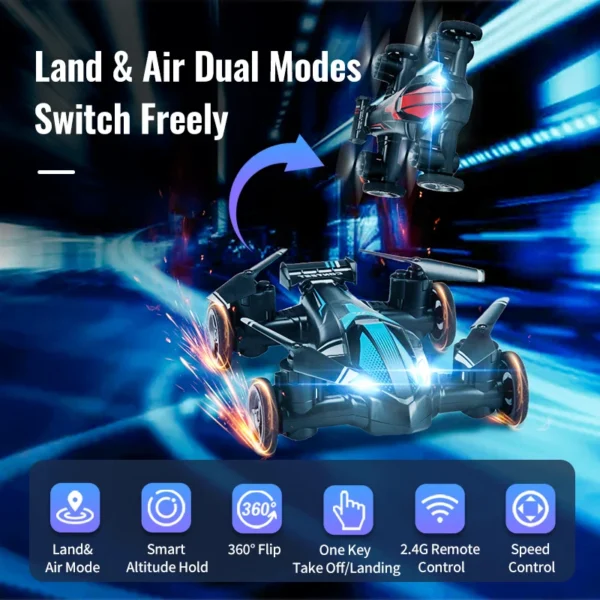 JJRC Land and Air Dual Use RC Drone 360° Tumbling 2.4G Remote Control Quadcopter One-touch Landing Flying Car Children's Toys - Image 2